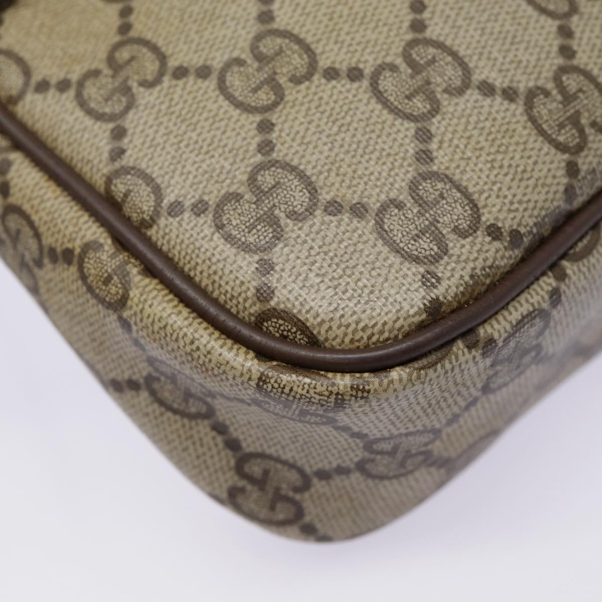 GUCCI GG Supreme Shoulder Bag PVC Leather Beige Brown gold 97 02 068 th5261