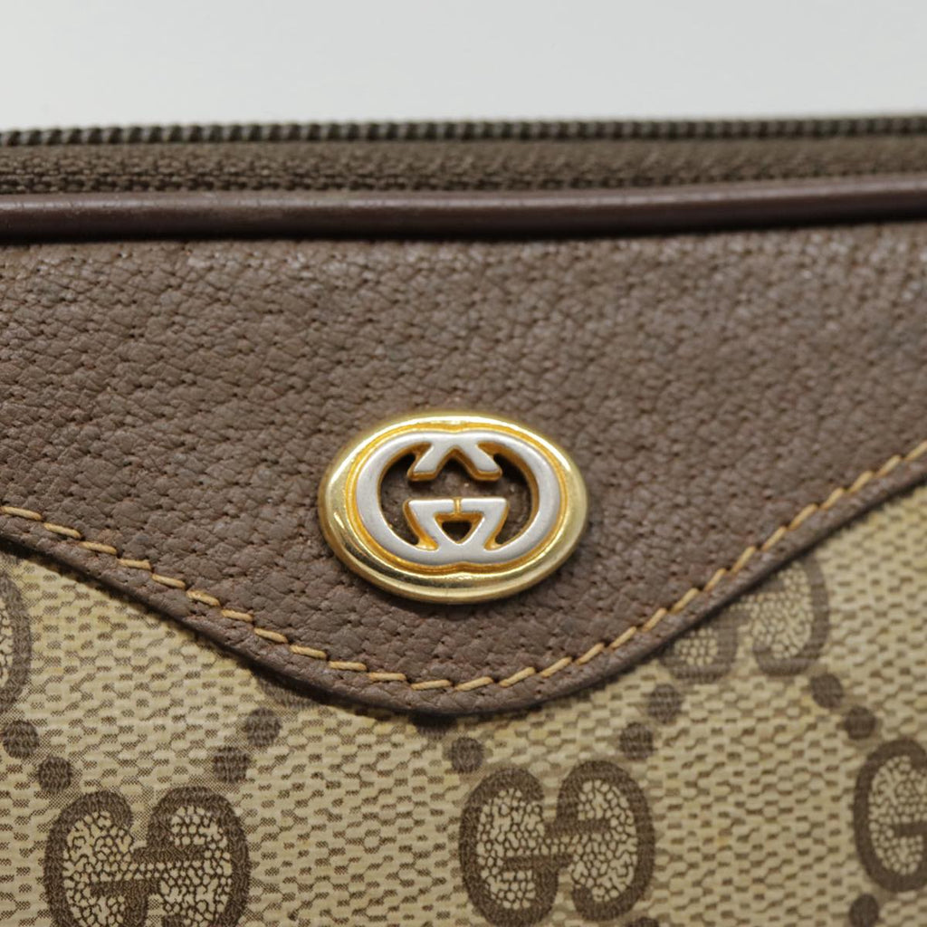 GUCCI GG Supreme Shoulder Bag PVC Leather Beige Brown gold 97 02 068 th5261