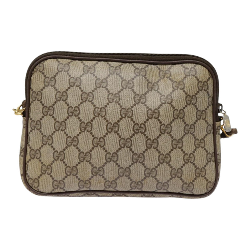 GUCCI GG Supreme Shoulder Bag PVC Leather Beige Brown gold 97 02 068 th5261