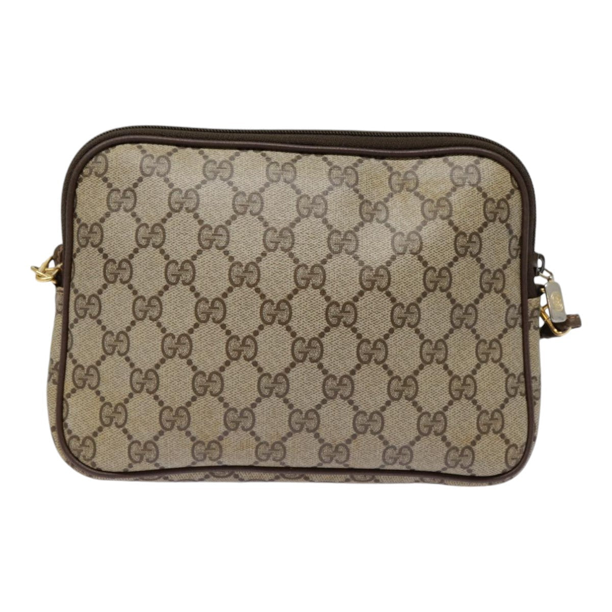 GUCCI GG Supreme Shoulder Bag PVC Leather Beige Brown gold 97 02 068 th5261