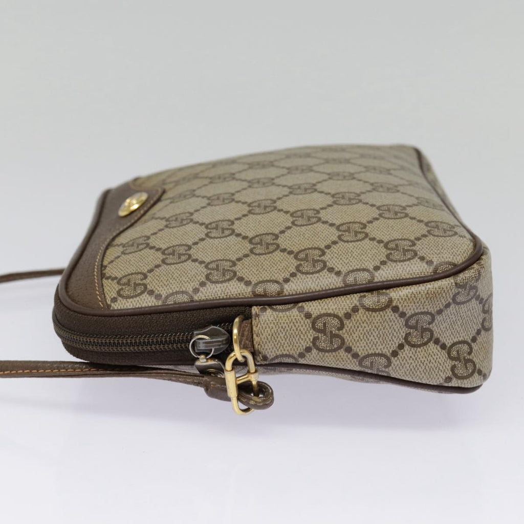 GUCCI GG Supreme Shoulder Bag PVC Leather Beige Brown gold 97 02 068 th5261