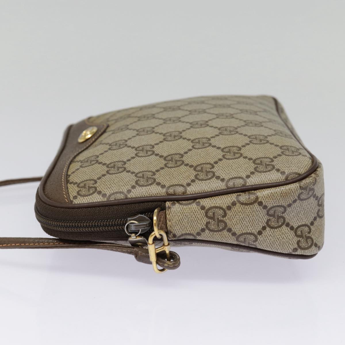 GUCCI GG Supreme Shoulder Bag PVC Leather Beige Brown gold 97 02 068 th5261
