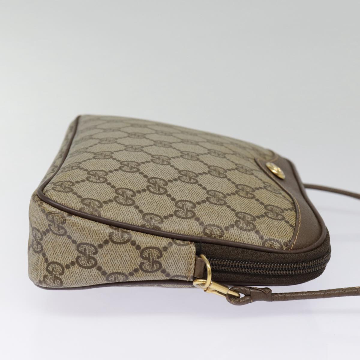 GUCCI GG Supreme Shoulder Bag PVC Leather Beige Brown gold 97 02 068 th5261