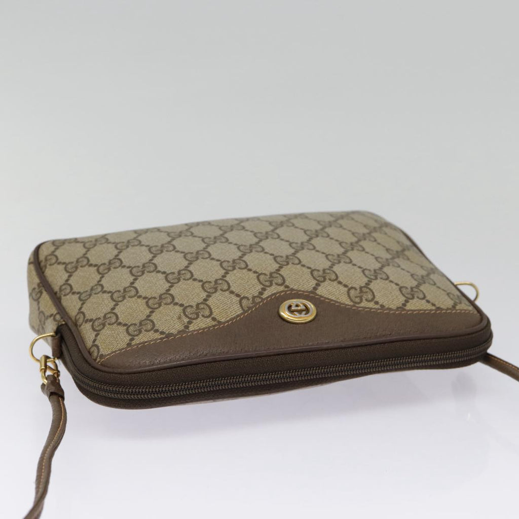 GUCCI GG Supreme Shoulder Bag PVC Leather Beige Brown gold 97 02 068 th5261