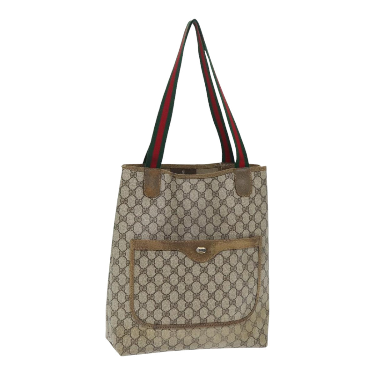 GUCCI GG Supreme Web Sherry Line Tote Bag PVC Beige 39 02 003 th5278