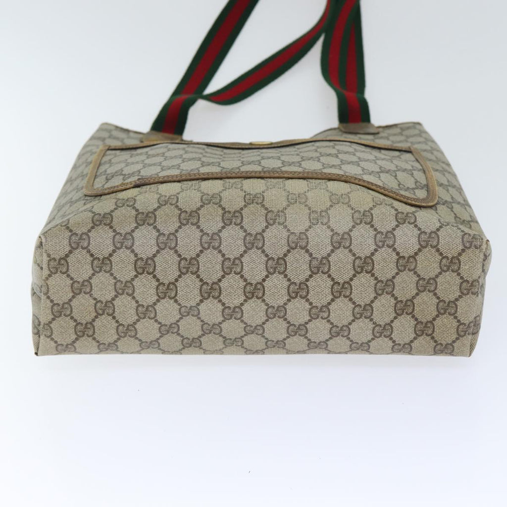 GUCCI GG Supreme Web Sherry Line Tote Bag PVC Beige 39 02 003 th5278
