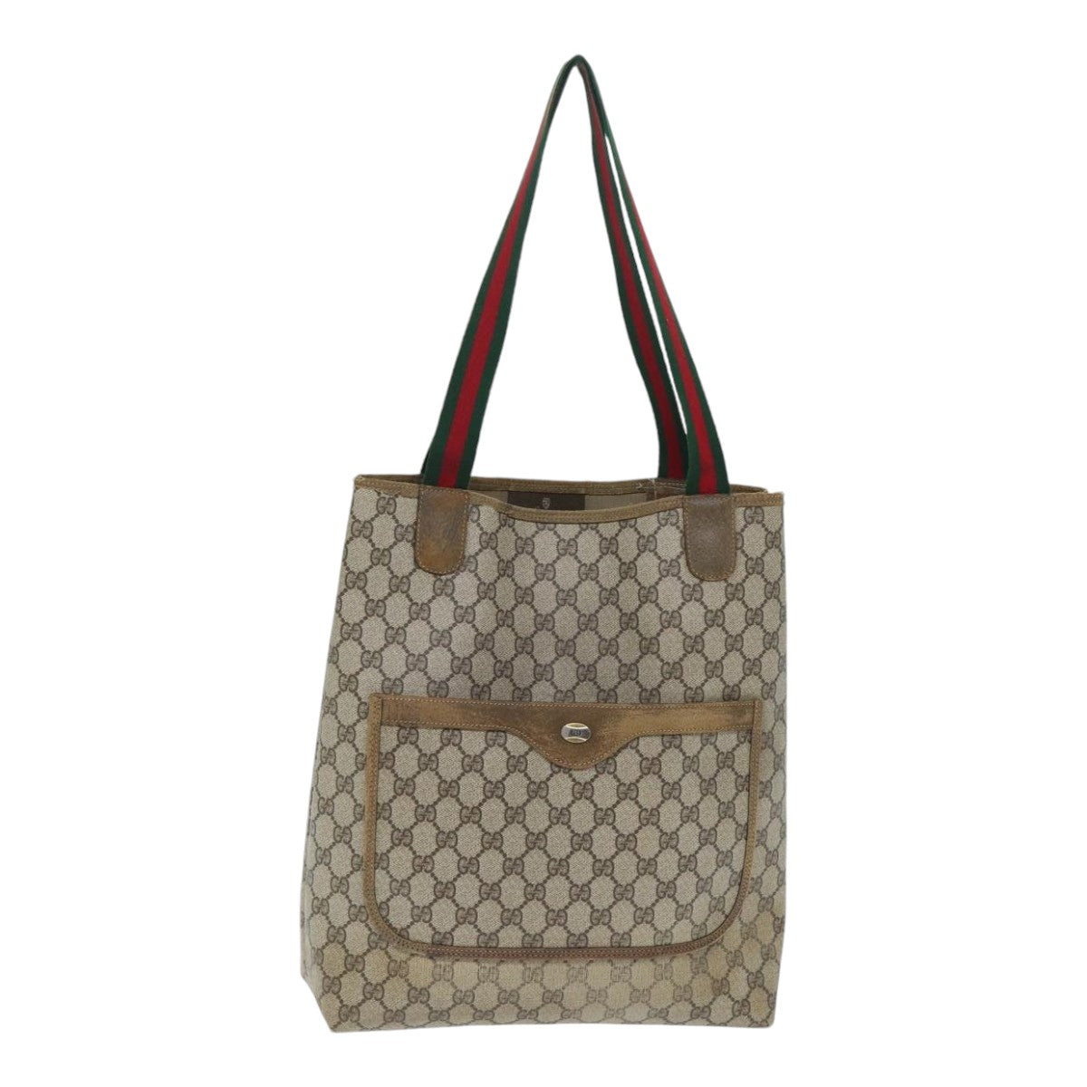 GUCCI GG Supreme Web Sherry Line Tote Bag PVC Beige 39 02 003 th5278