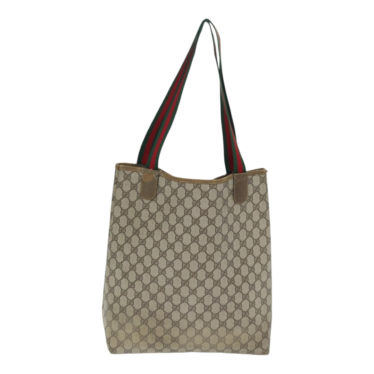 GUCCI GG Supreme Web Sherry Line Tote Bag PVC Beige 39 02 003 th5278