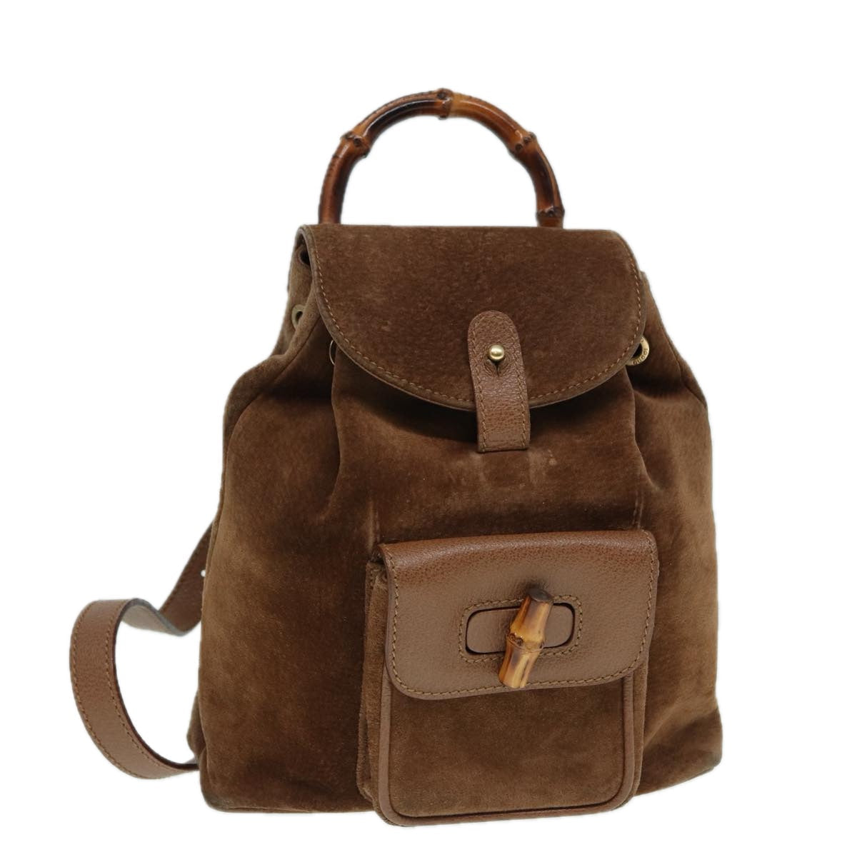 GUCCI Bamboo Backpack Suede Brown Gold 003 2852 0030 0 th5280