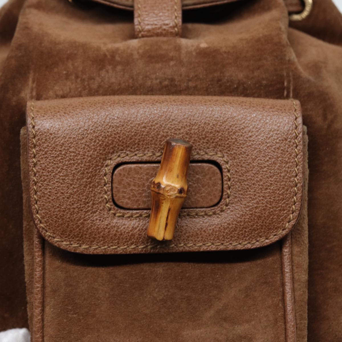 GUCCI Bamboo Backpack Suede Brown Gold 003 2852 0030 0 th5280