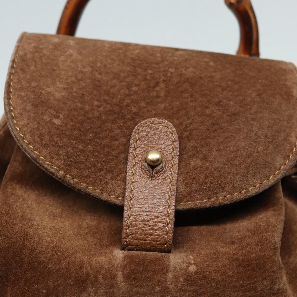 GUCCI Bamboo Backpack Suede Brown Gold 003 2852 0030 0 th5280