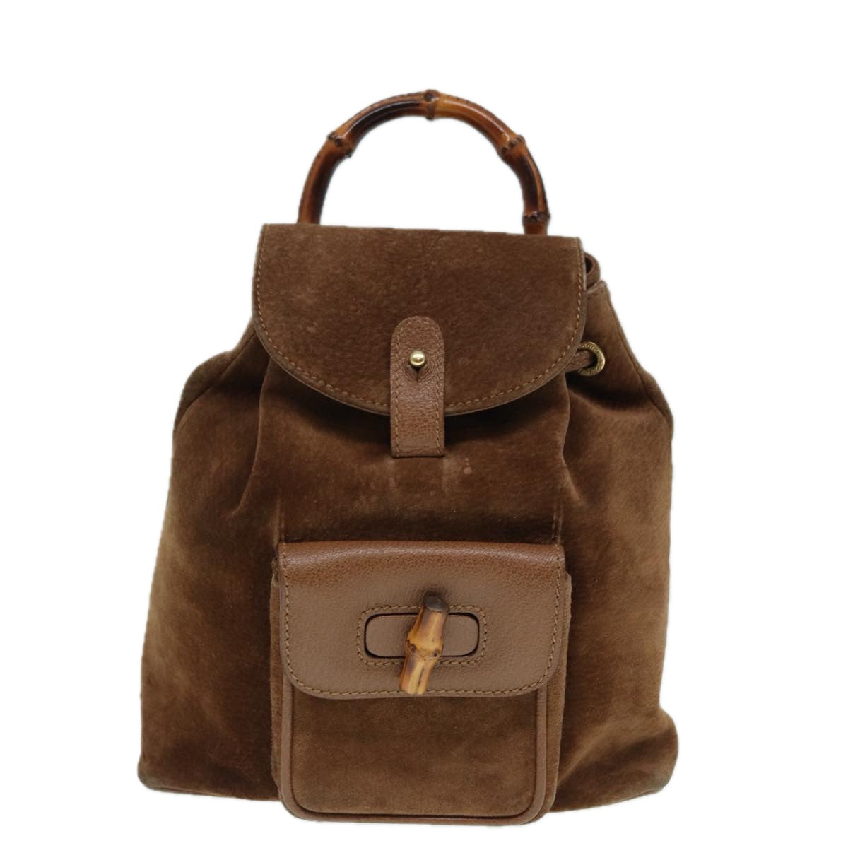 GUCCI Bamboo Backpack Suede Brown Gold 003 2852 0030 0 th5280