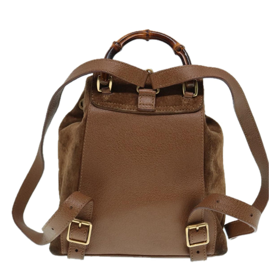 GUCCI Bamboo Backpack Suede Brown Gold 003 2852 0030 0 th5280
