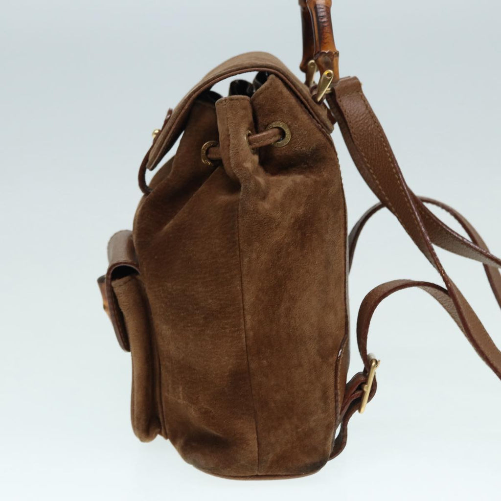 GUCCI Bamboo Backpack Suede Brown Gold 003 2852 0030 0 th5280