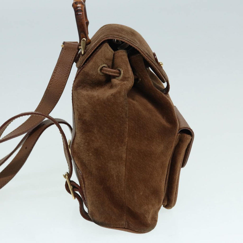 GUCCI Bamboo Backpack Suede Brown Gold 003 2852 0030 0 th5280
