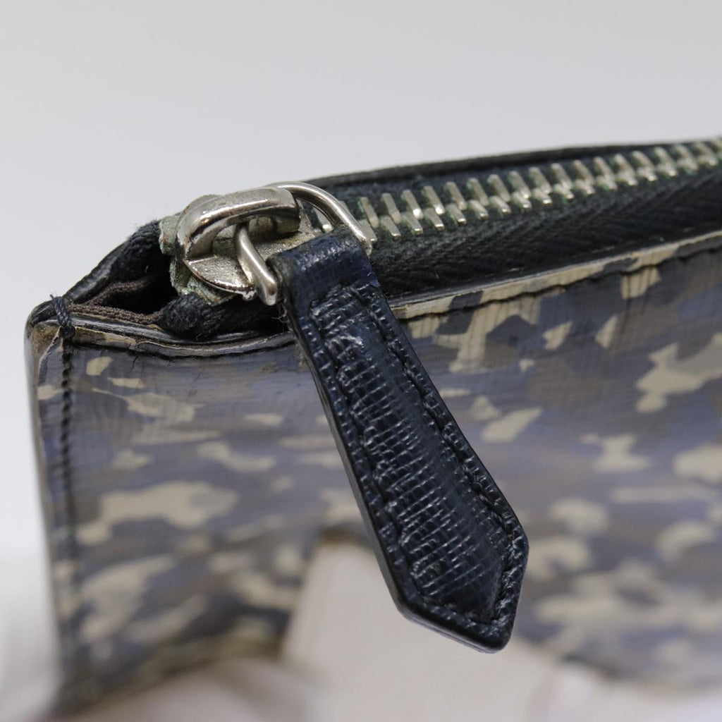 FENDI Bugs Monster Clutch Bag PVC Leather Navy Silver th5282