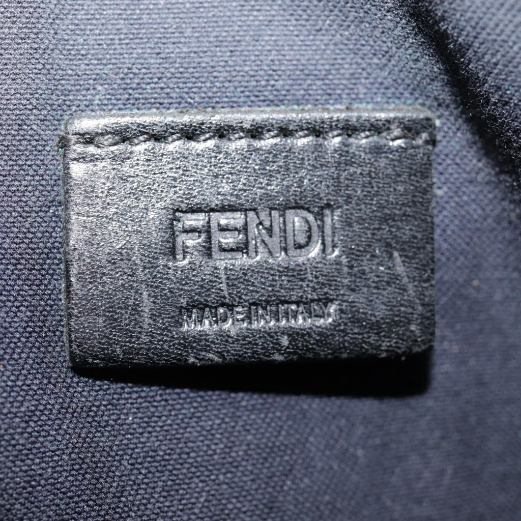 FENDI Bugs Monster Clutch Bag PVC Leather Navy Silver th5282