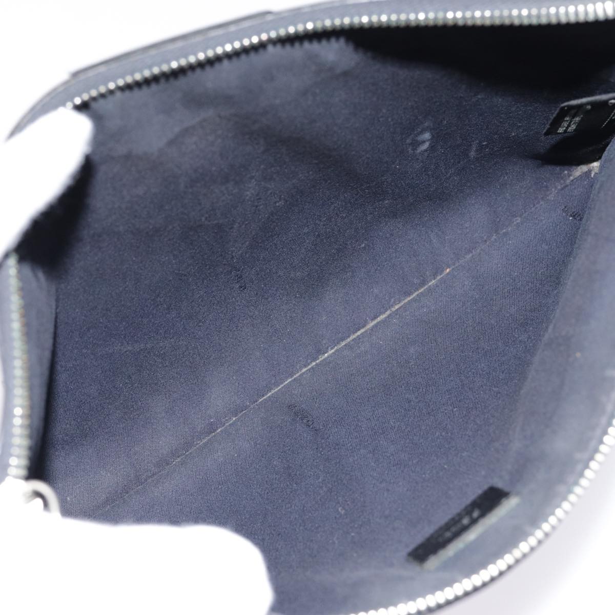 FENDI Bugs Monster Clutch Bag PVC Leather Navy Silver th5282