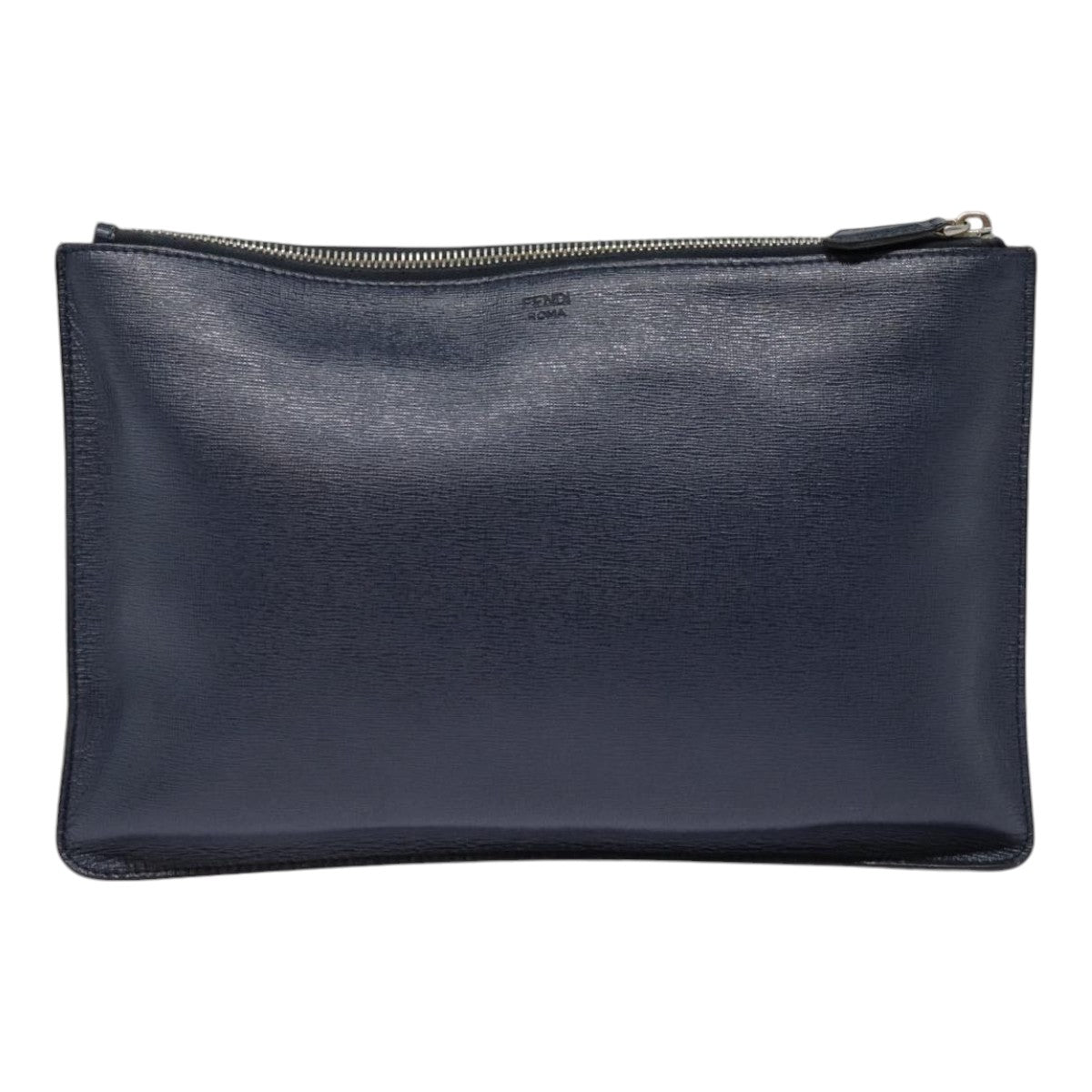 FENDI Bugs Monster Clutch Bag PVC Leather Navy Silver th5282