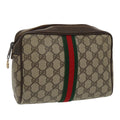GUCCI GG Supreme Web Sherry Line Clutch Bag Beige 010 378 th5385