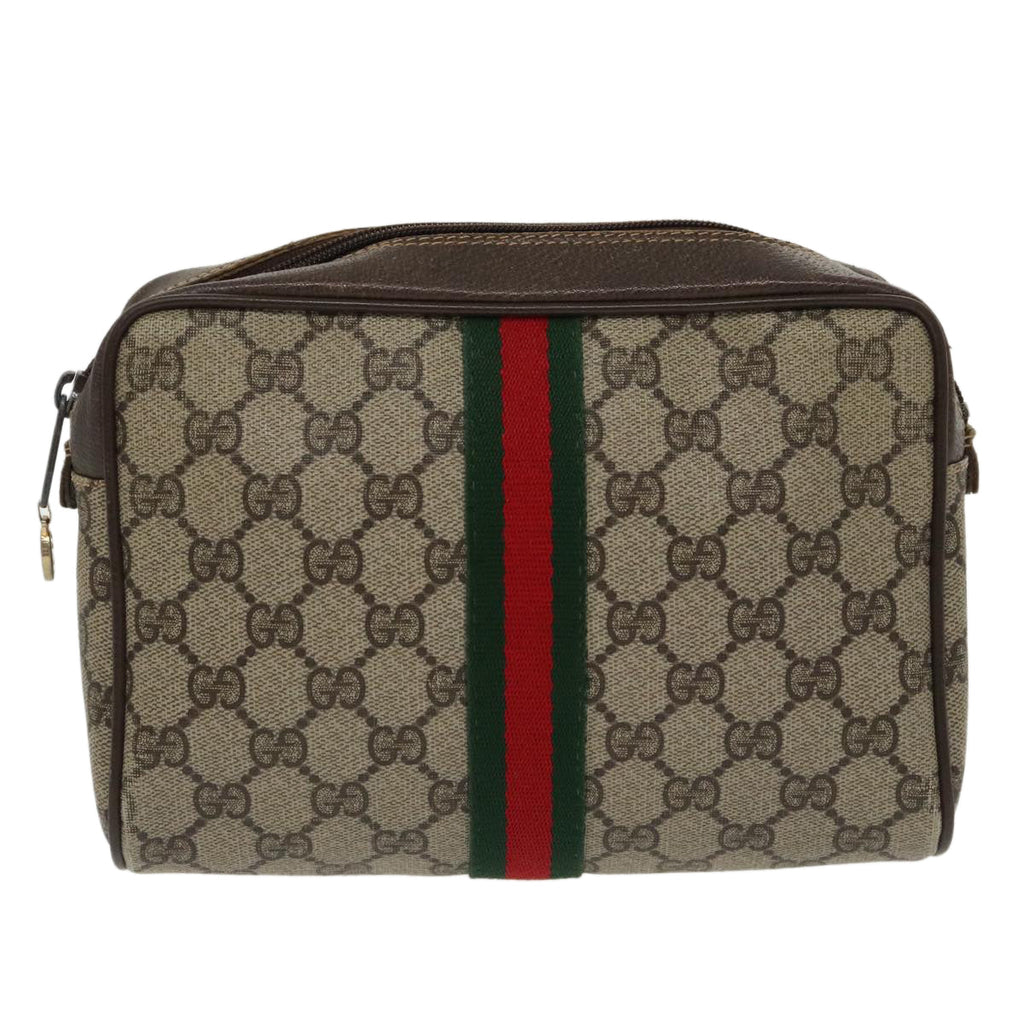 GUCCI GG Supreme Web Sherry Line Clutch Bag Beige 010 378 th5385