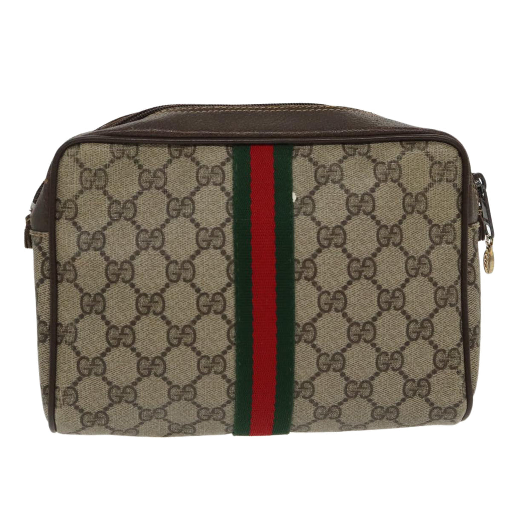 GUCCI GG Supreme Web Sherry Line Clutch Bag Beige 010 378 th5385