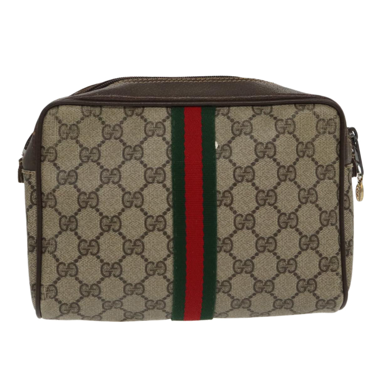 GUCCI GG Supreme Web Sherry Line Clutch Bag Beige 010 378 th5385