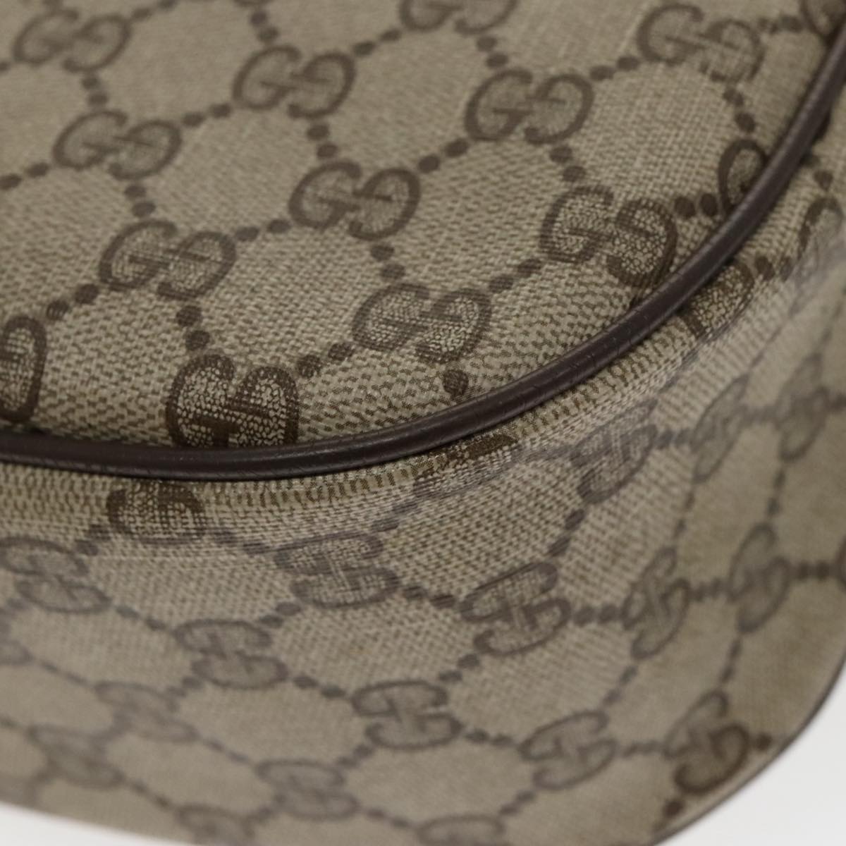 GUCCI GG Supreme Web Sherry Line Shoulder Bag PVC Beige Gold th5387