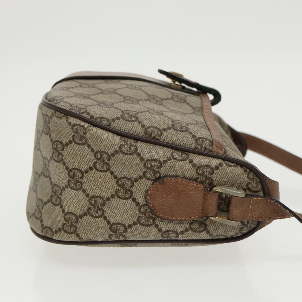 GUCCI GG Supreme Web Sherry Line Shoulder Bag PVC Beige Gold th5387