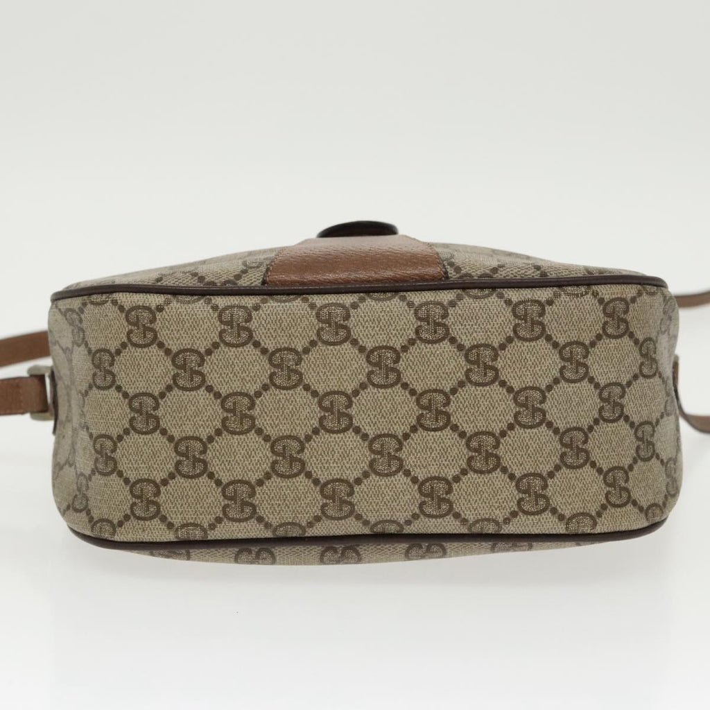 GUCCI GG Supreme Web Sherry Line Shoulder Bag PVC Beige Gold th5387