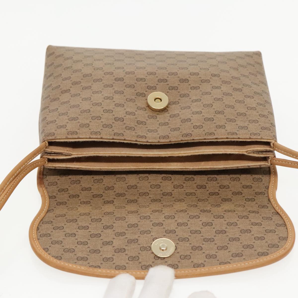 GUCCI Micro GG Supreme Shoulder Bag PVC Beige Gold 49 007 5548 th5401