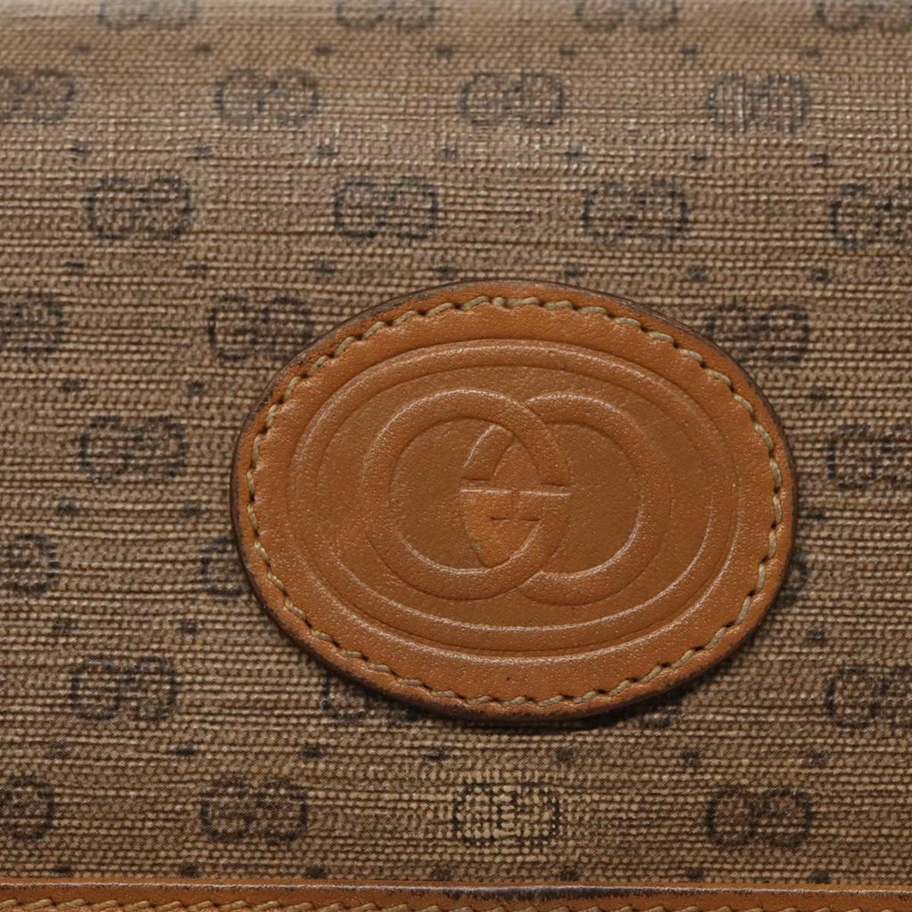 GUCCI Micro GG Supreme Shoulder Bag PVC Beige Gold th5417