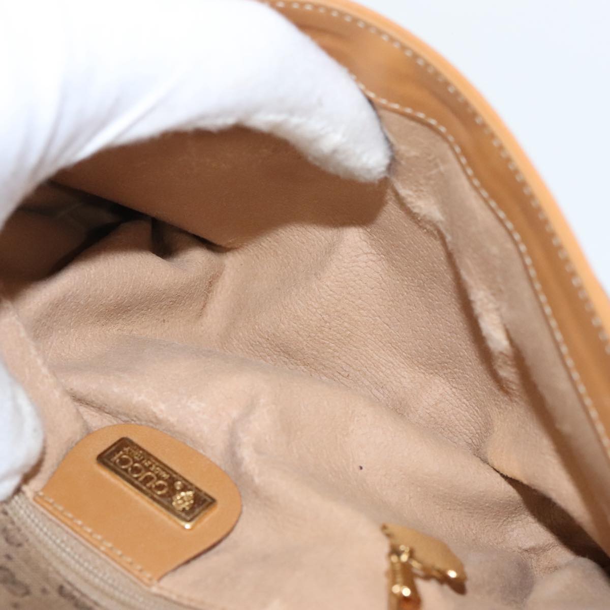 GUCCI Micro GG Supreme Shoulder Bag PVC Beige Gold th5417