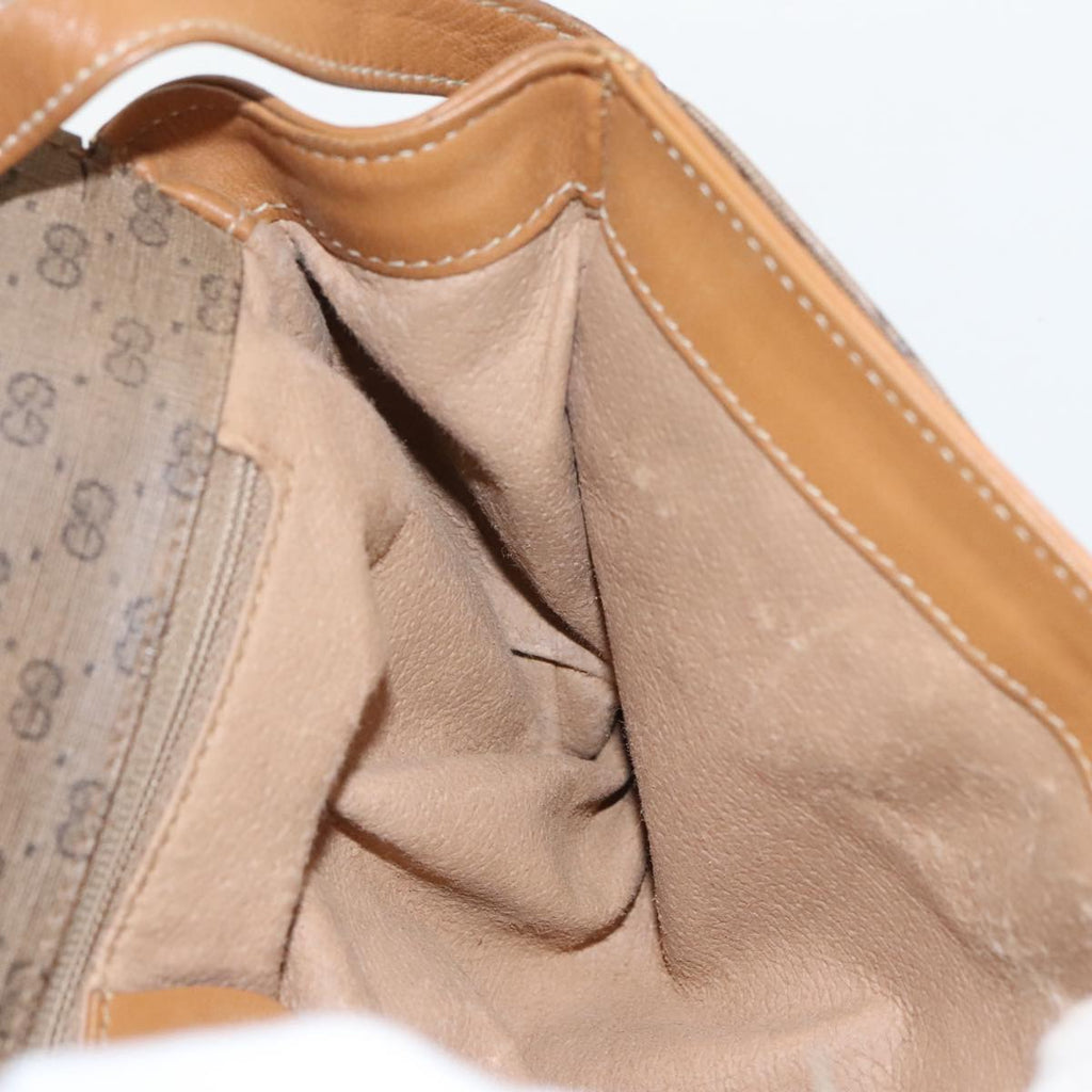 GUCCI Micro GG Supreme Shoulder Bag PVC Beige Gold th5417