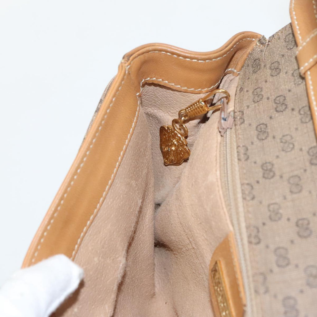 GUCCI Micro GG Supreme Shoulder Bag PVC Beige Gold th5417