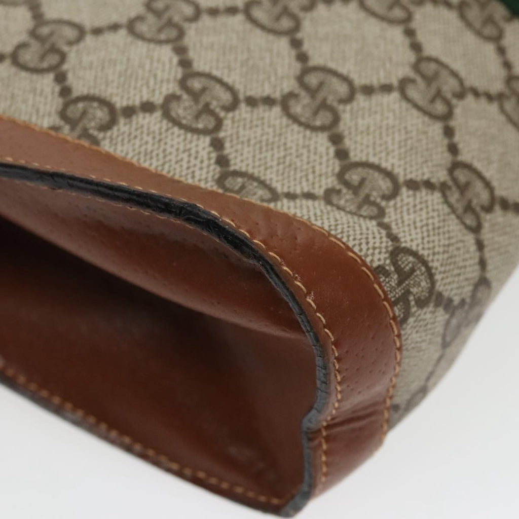 GUCCI GG Supreme Web Sherry Line Clutch Bag PVC Beige Red Green th5443