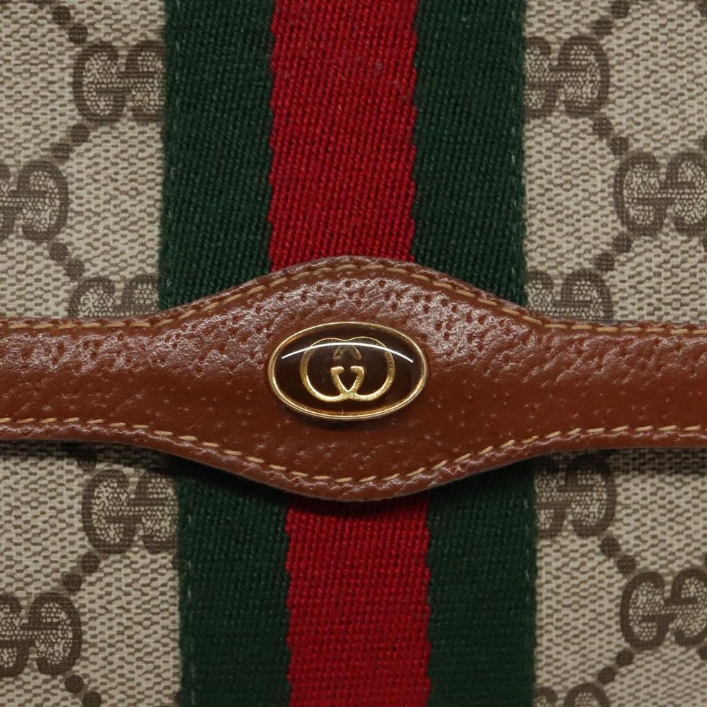 GUCCI GG Supreme Web Sherry Line Clutch Bag PVC Beige Red Green th5443