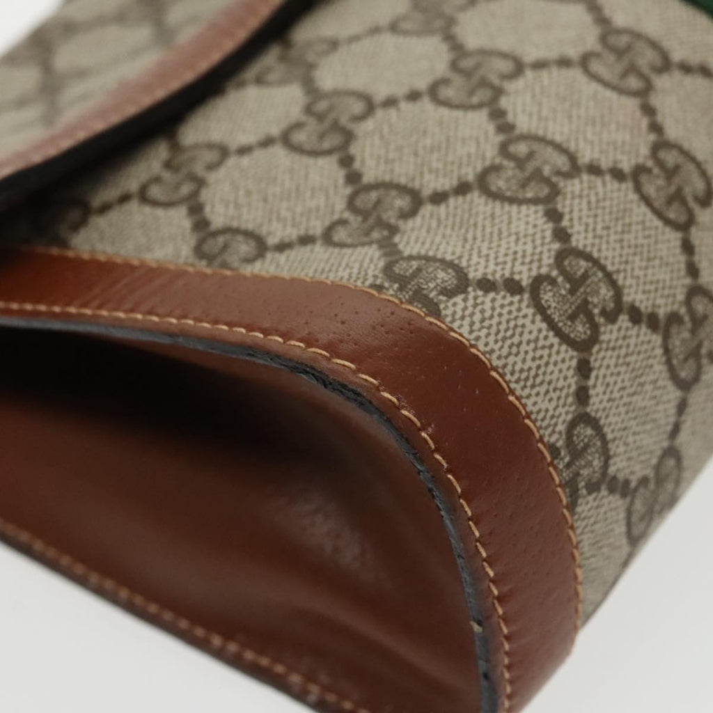 GUCCI GG Supreme Web Sherry Line Clutch Bag PVC Beige Red Green th5443