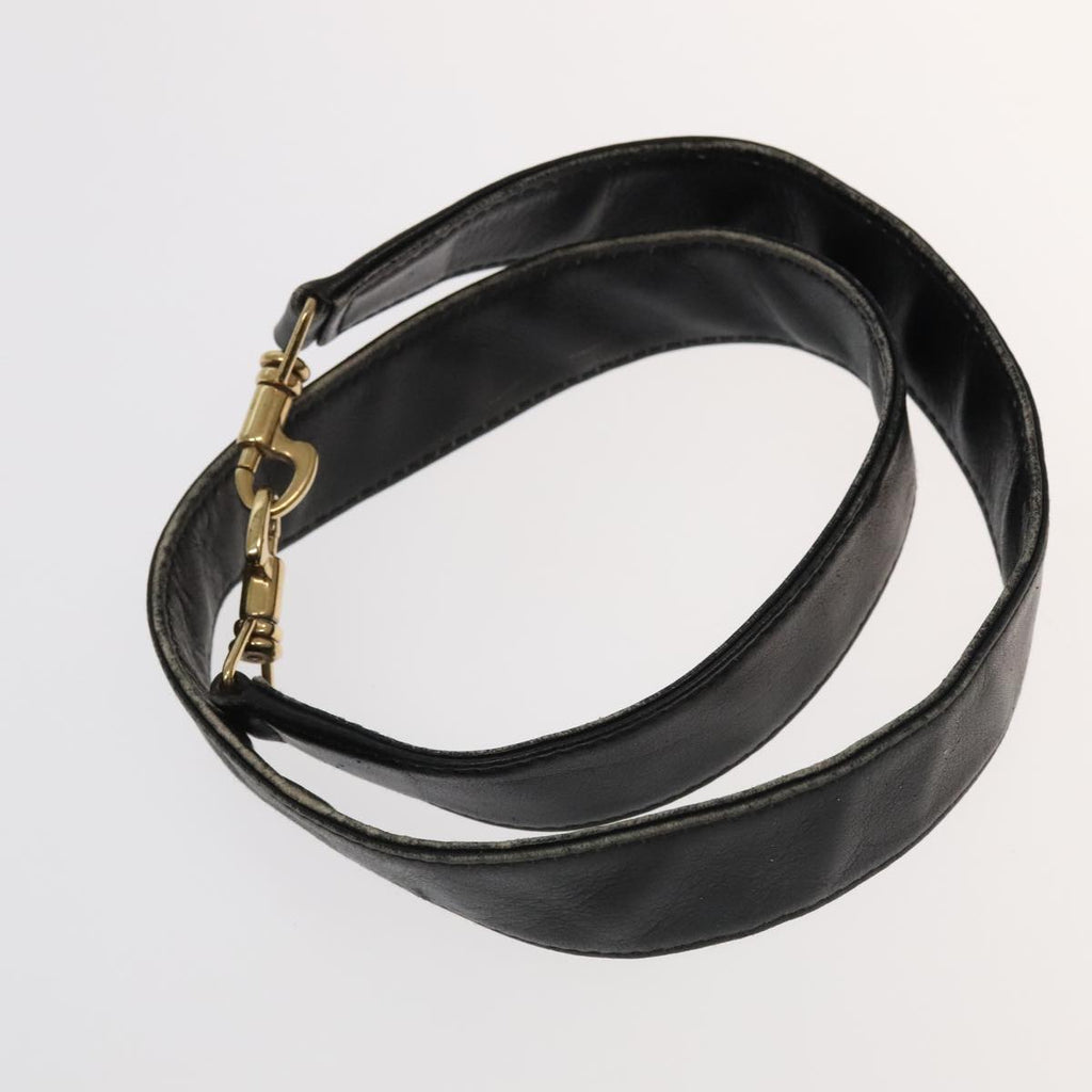 GUCCI Bamboo Shoulder Bag Leather 2way Black Gold 001.123.1577 th5460