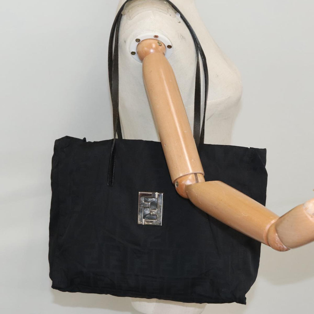 FENDI Zucca Canvas Tote Bag Silver Black th5496