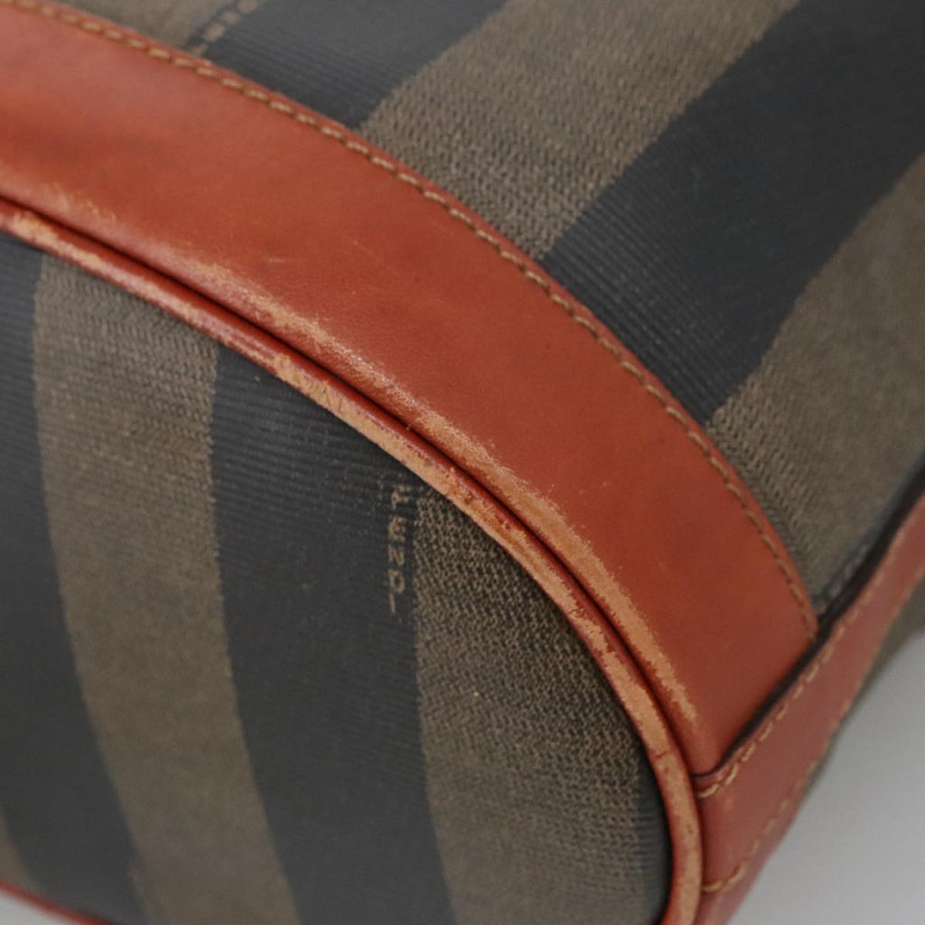 FENDI Pecan Canvas Shoulder Bag Brown Black th5497