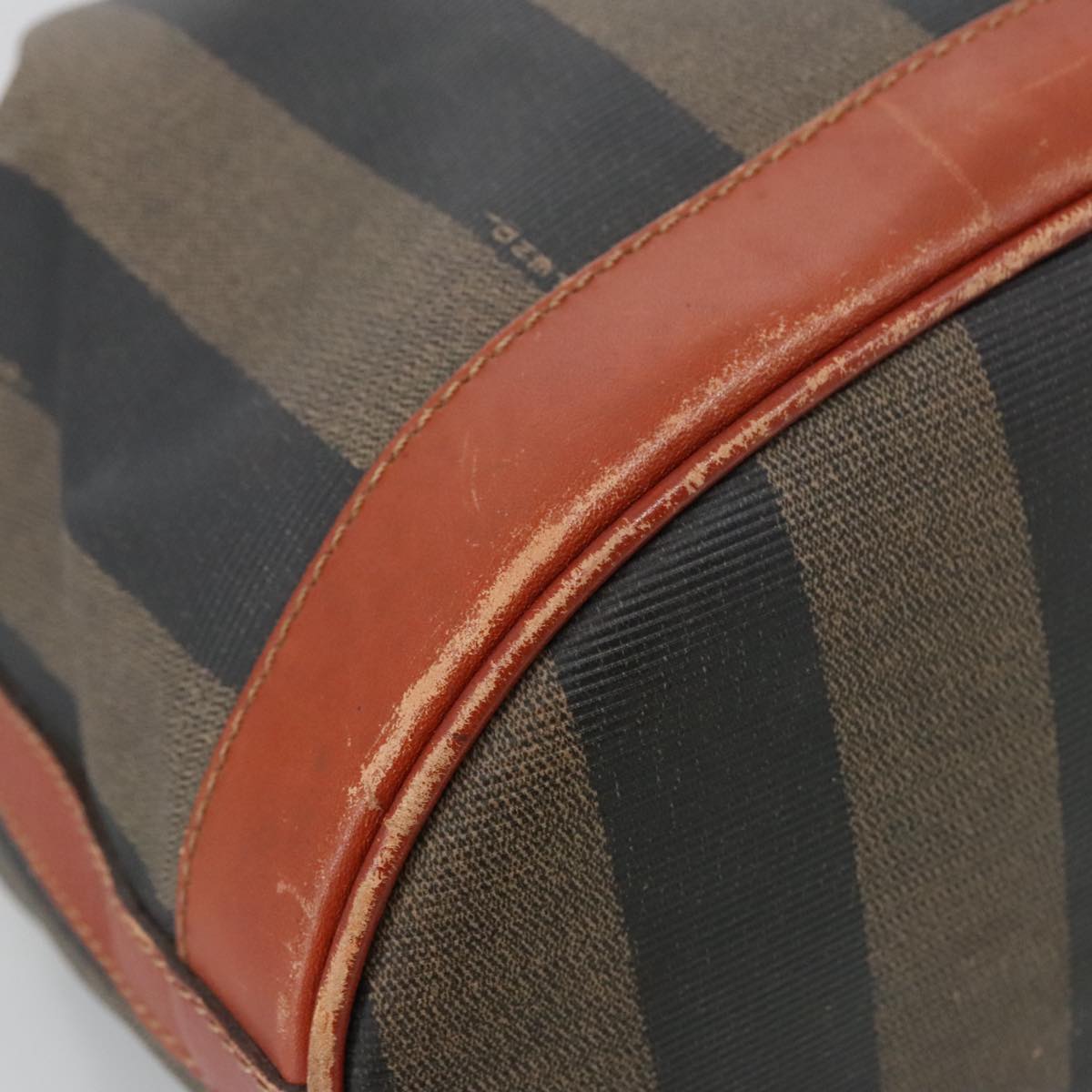 FENDI Pecan Canvas Shoulder Bag Brown Black th5497