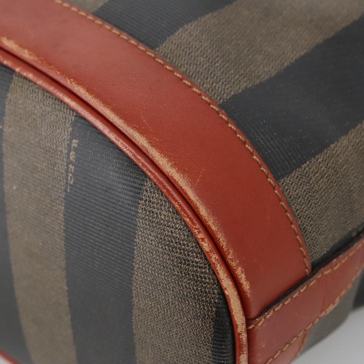 FENDI Pecan Canvas Shoulder Bag Brown Black th5497