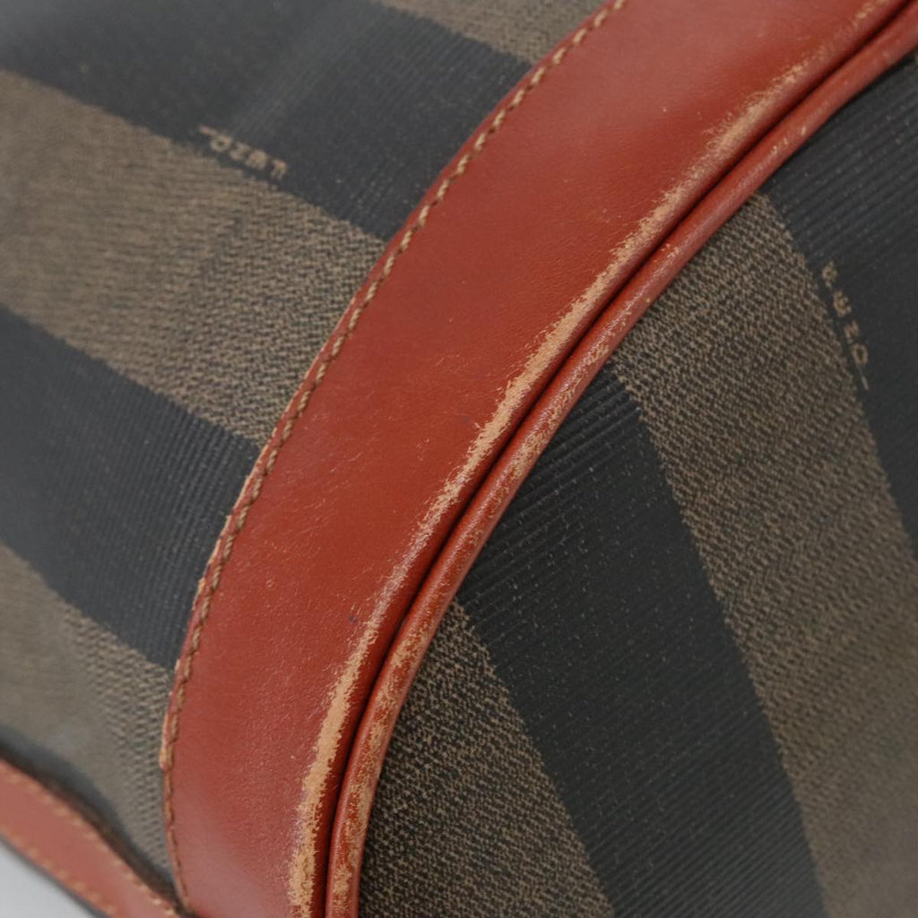FENDI Pecan Canvas Shoulder Bag Brown Black th5497