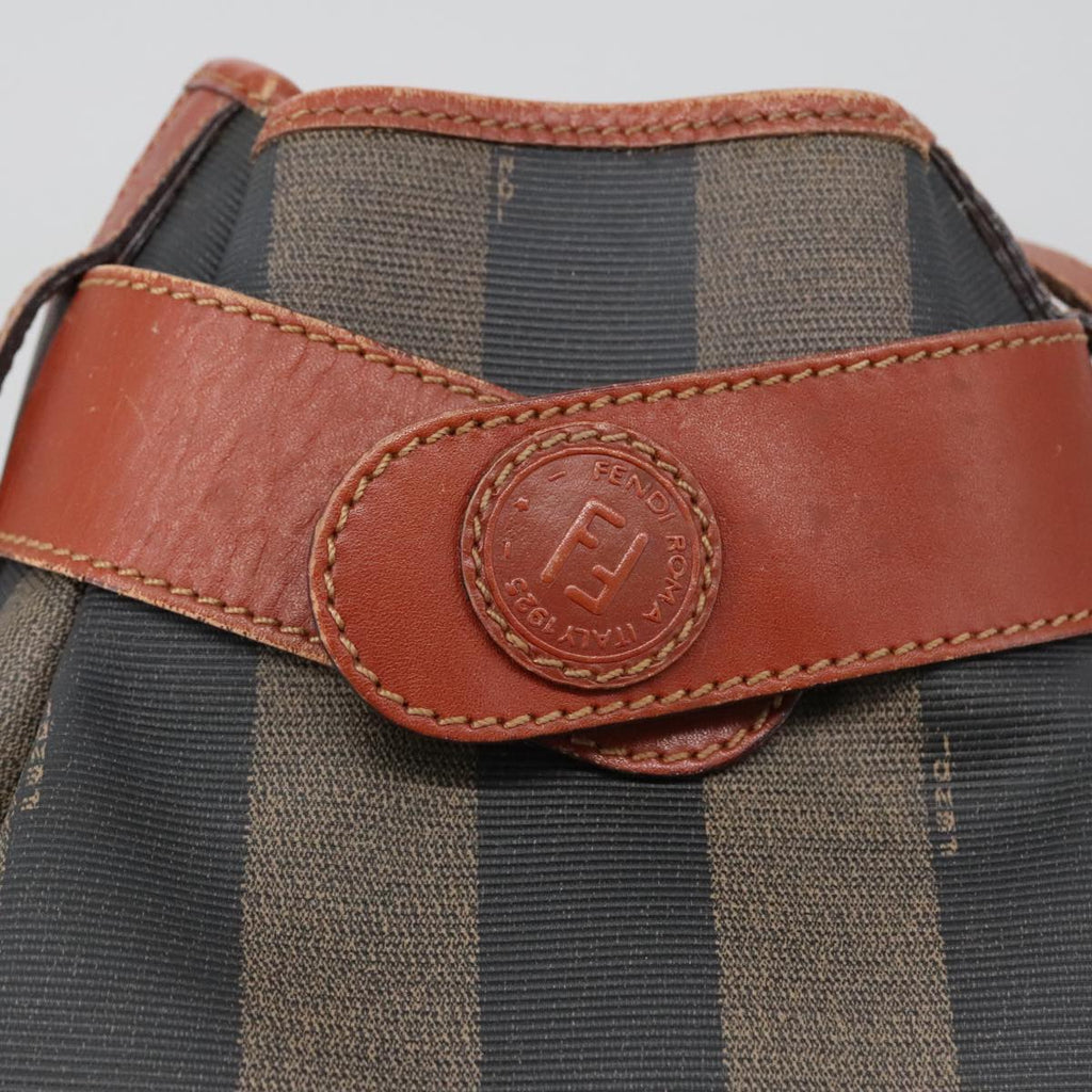 FENDI Pecan Canvas Shoulder Bag Brown Black th5497