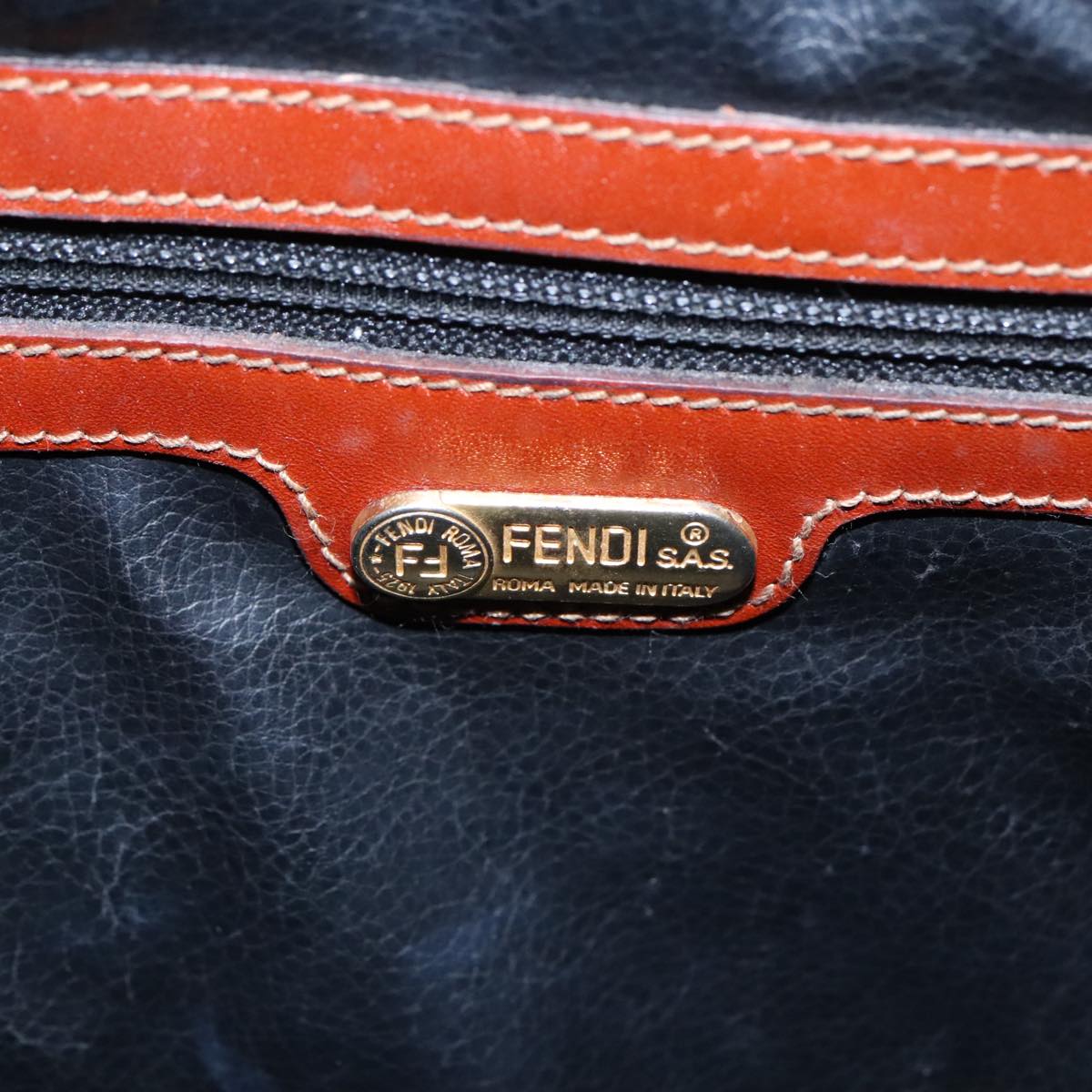FENDI Pecan Canvas Shoulder Bag Brown Black th5497
