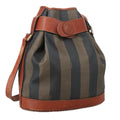 FENDI Pecan Canvas Shoulder Bag Brown Black th5497
