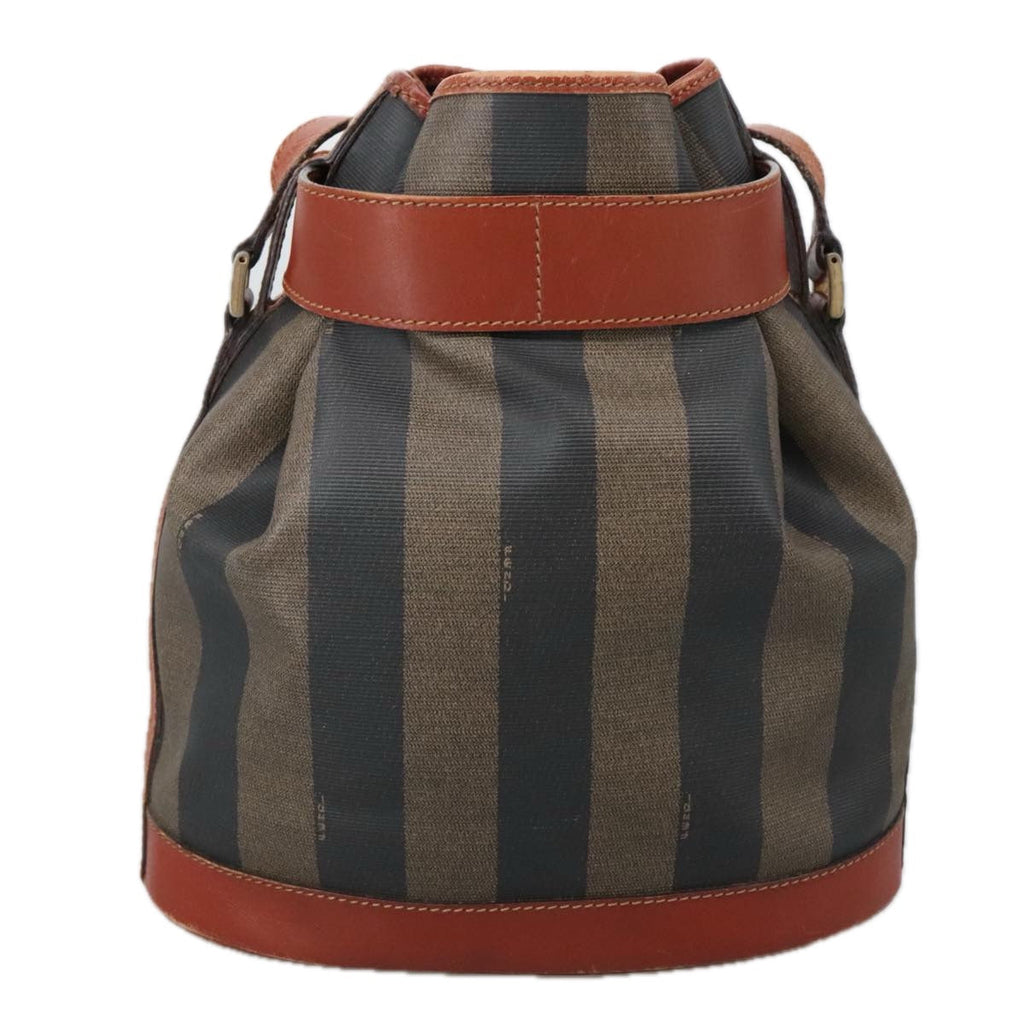 FENDI Pecan Canvas Shoulder Bag Brown Black th5497