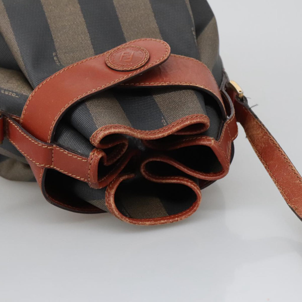 FENDI Pecan Canvas Shoulder Bag Brown Black th5497