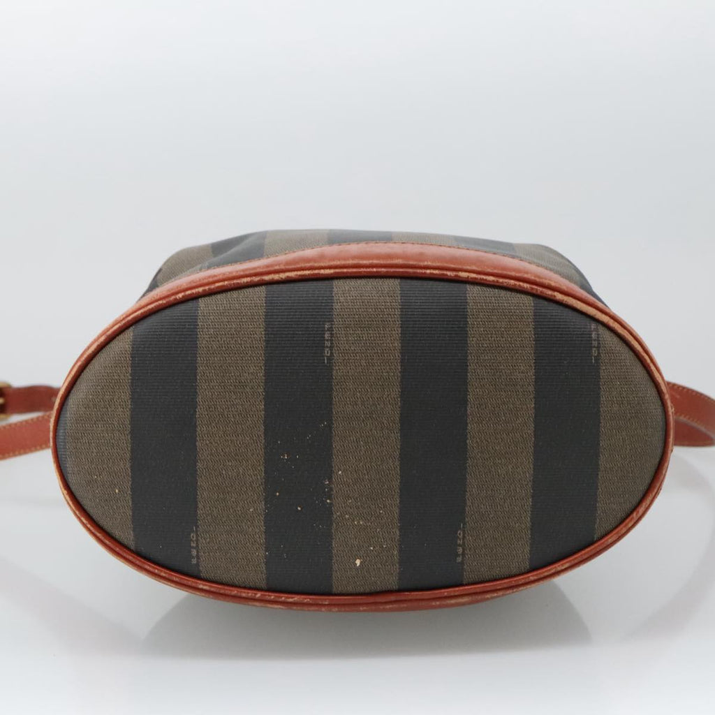 FENDI Pecan Canvas Shoulder Bag Brown Black th5497
